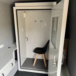 Mobile soundproof booth used for AS/NZS 1269.4 compliant workplace hearing tests