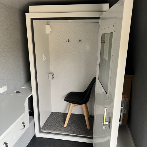 Mobile soundproof booth used for AS/NZS 1269.4 compliant workplace hearing tests